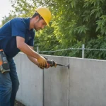 Montaż ogrodzenia panelowego na ogrodzeniu betonowym